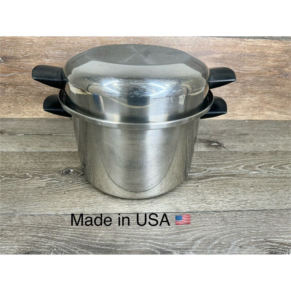 Vintage Seal-o-Matic Stainless Steel 6 Qt Stock Pot / Dutch Oven w/ Domed Lid